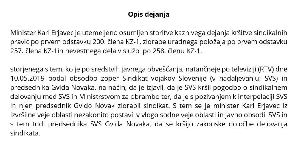 Očitana kazniva dejanja ministru Karlu Erjavcu v kazenski ovadbi