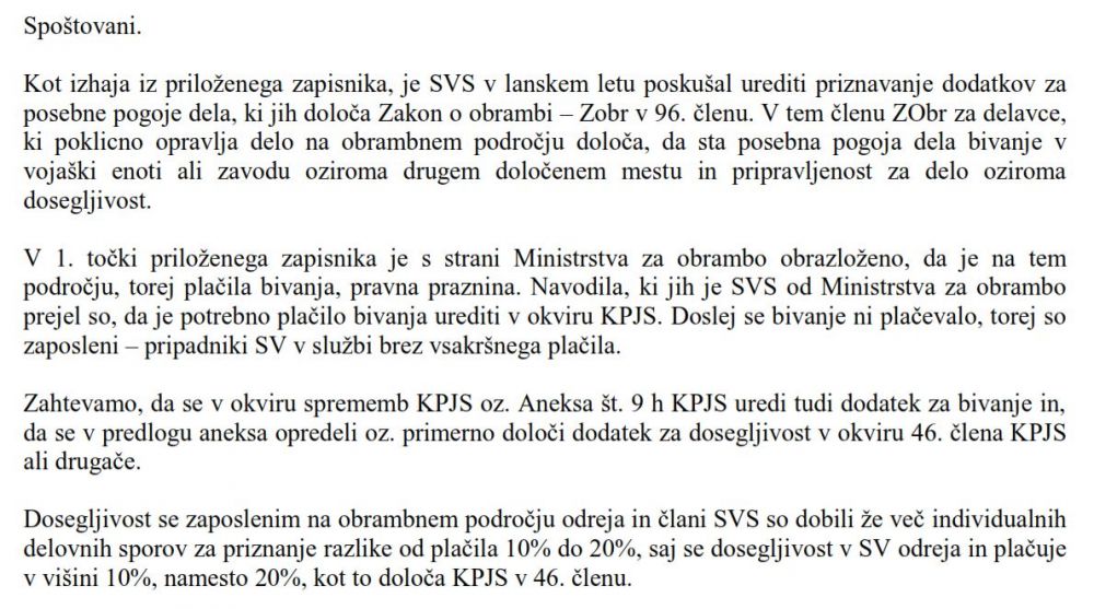 Zahteva SVS - MJU za ureditev plačila sodegljivosti in bivanja
