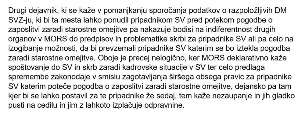 Ugotovitve sindikalnega zaupnika SVS, prisotnega na informativnem razgovoru v Sekotrju za vojaške zadeve