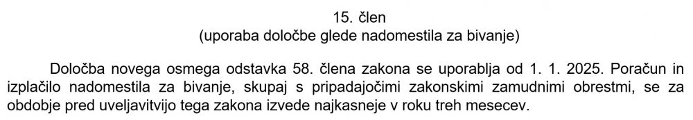 Izsek iz predloga zakona o plačilu bivanja